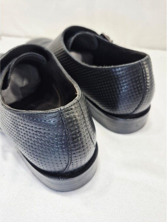 Massimo Dutti classic leather black monk shoes double buckle Mens EUR 43 main image 6